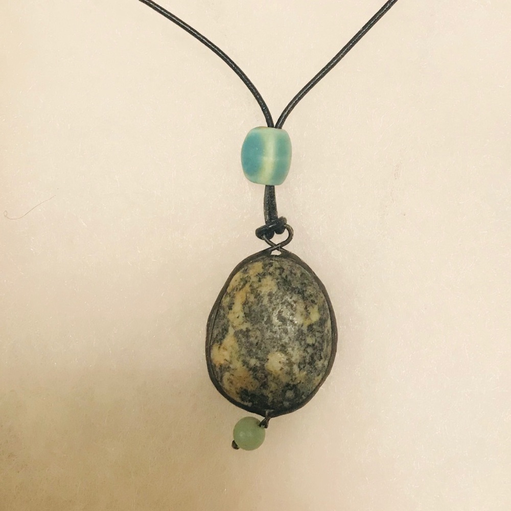 Stone Necklace with Turquoise Bead Detail